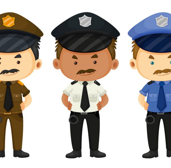 Policeman in three different uniforms illustration