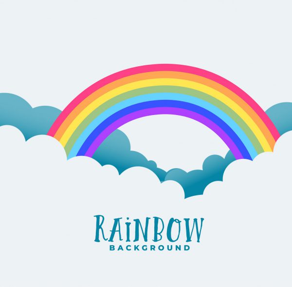 rainbow above clouds background design